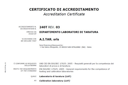 Certificato di accreditamento 240T Rev 03